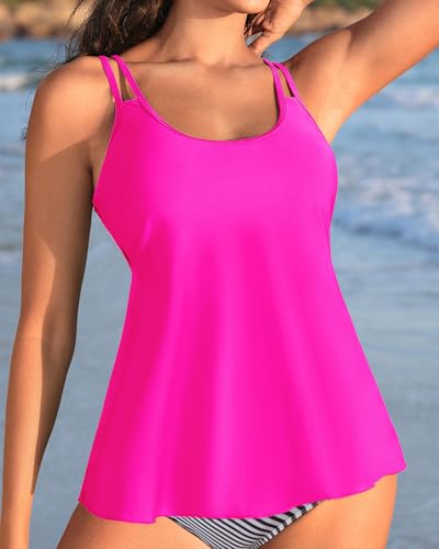Image of Womens Flowy Tankini Tops Only - Modest Bathing Suit Loose Fit Swimsuit Swim Tops No Bottom 2025 (Available in Plus)