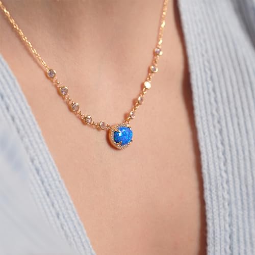 18K Gold Vermeil Gemstone Necklaces, Ruby, Blue Opal & Navy Blue Designs with Paperclip & Cable Chains, Dainty Gifts for Her4