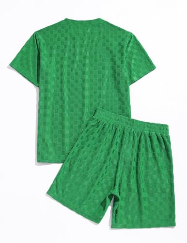 Image of ZAFUL Men's 2 Pieces Sets Outfits Summer Beach Set Short Sleeve Button Down Zip Up Shirt And Short Sets
