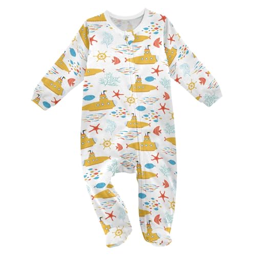 Baby One-Piece Rompers, Newborn To Infant Romper Footies, Yellow Submarine