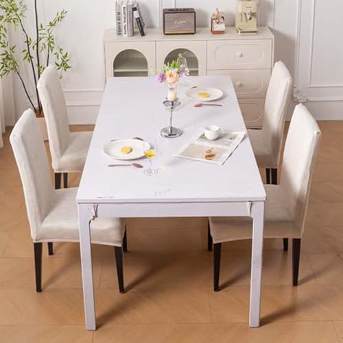 Image of House of Quirk Elastic Chair Cover Stretch Removable Washable Short Dining Chair Cover Protector Seat Slipcover (Pack of 4, Beige Blossom)