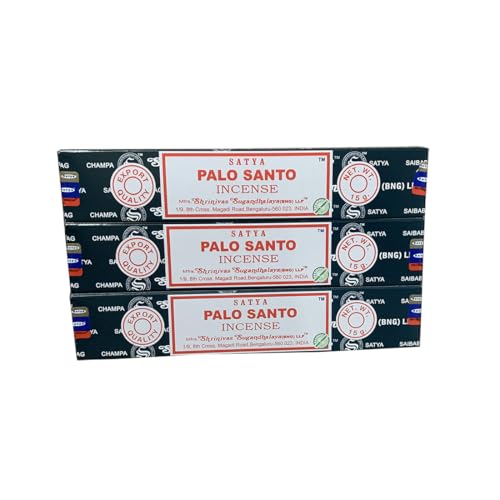 Satya Nag Champa + Palo Santo - Varillas de incienso Sagrada Wood-Floral Fusion para limpieza energética (paquete de 3 x 20 varitas)