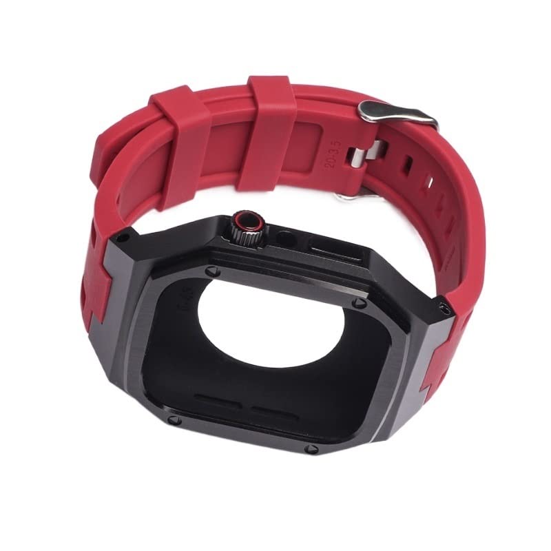 Mod kit Apple Watch pour protéger l'écran avec boîtier en acier et bracelet silicone
