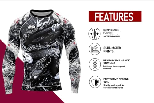 AKIBA Full Sleeve Skins Performance Fit Compression for MMA, BJJ Rash Guard,Gym, Running, Cycling