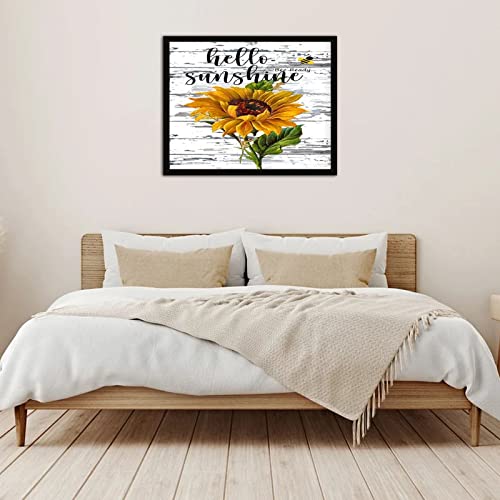 Tableau Hello Sunshine cadre en bois affiche positive - 4