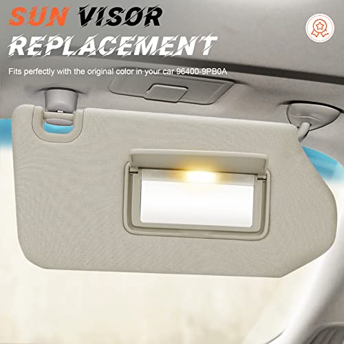 Beige Passenger Right Side Sun Visor Replacement Compatible with Nissan Pathfinder 2013-2018, Infiniti QX60 2014-2017, Infiniti JX35 2013 Replace 96400-9PB0A by ILONPA - Image 3