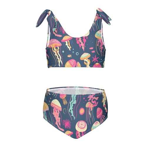 KLL Colorful Jellyfish Girls' 2 Piece Bikini Sets Scoop Neck Swimming Swimwear Swimwear