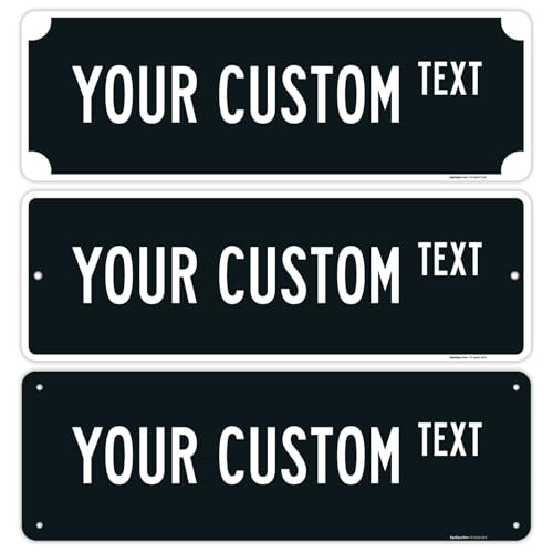Custom Street Sign, Personalized Street Sign, Customizable Novelty Road Black with Border Sign, 18x6 Inches, ACM, Made in USA by Sigo Signs