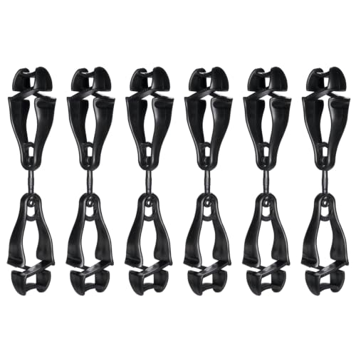 Ergodyne Squids 3420 Swiveling Glove Clip Holder with Dual Clips, 6-Pack, Black