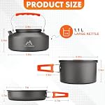 THTYBROS 17pcs Camping Cookware Kit, 0.45Gal Pot, 7inches Pan,0.30Gal Kettle Set with 2 Set Stainless Steel Cups Plates Forks Knives Spoons for Hiking
