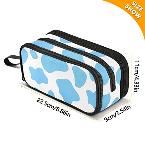 Image of Cow Print Large Capacity Pencil Case Pencil Pouch Pen Box | 3 Compartment Large Storage Pencil Bag for Adults School Office Teen Girl Boy Men Women