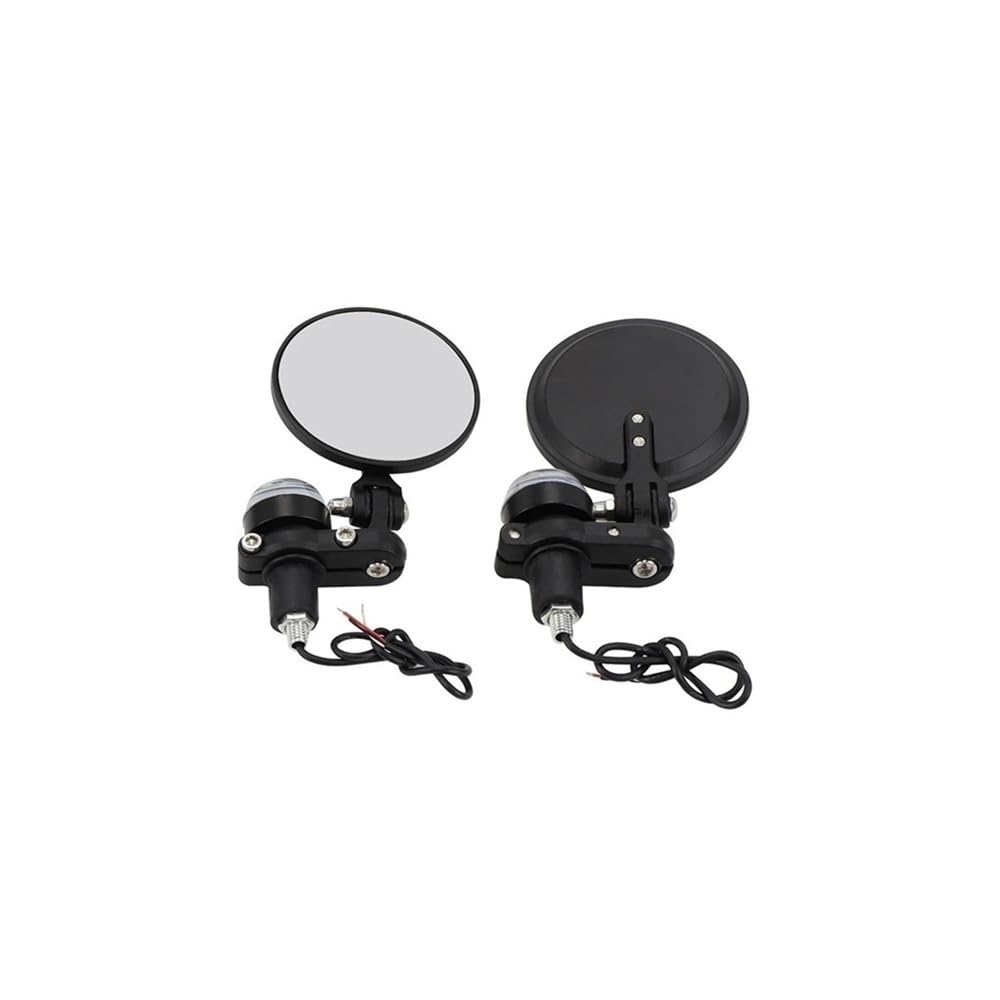 motos Miroir vélo Lot 2 Rétroviseurs Guidon Moto Universels En Aluminium, 7/8" (22 Mm), Avec Éclairage(Mirror with Light)