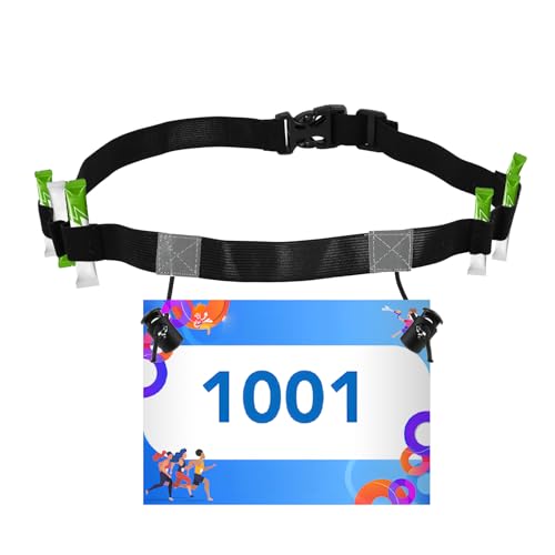 leruiyezs Porte Dossard Running Ceinture Porte-Dossard Réglable Race Belt pour Course à Pied Marathon Triathlon Vélo Ceinture Légère avec Attaches pour Dossard et Passants pour Gels Accessoire Sport