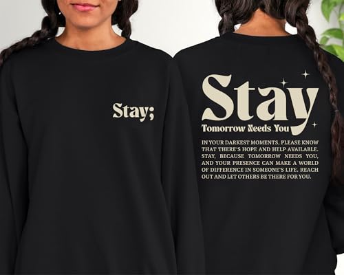 Vintage Stay Sweatshirt - 2 Sides Suicide Prevention Awareness Sweatshirt4