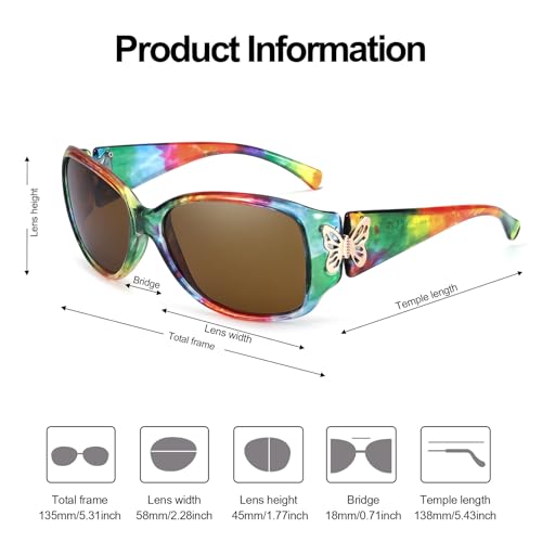 IGnaef Polarized Sunglasses for Women, Ladies Trendy Butterfly Decoration Driving Shades UV Protection IF23013