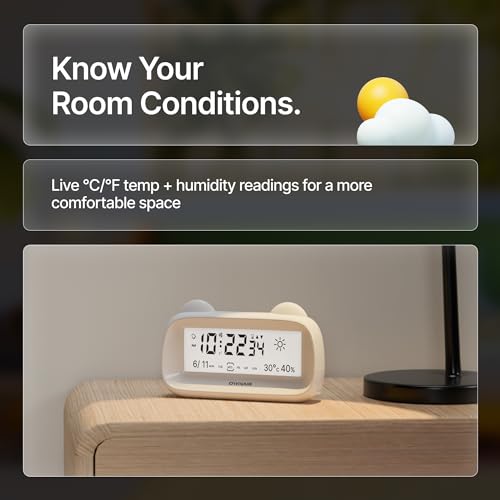 Image of OWNAIR Digital Clock for Table | Digital Alarm Clock with Simulated Weather, Temperature & Humidity Sensor, Date & Time, Dual Alarm & Backlight | Ideal for Heavy Sleepers, Bedroom, Study & Office