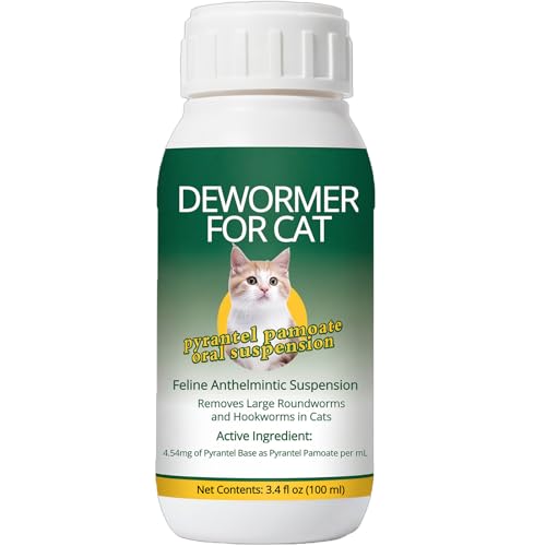 Euphea Dewormer Pyrantel Pamoate for Cats and Kittens, Removal of Roundworms & Hookworms, 100 mL