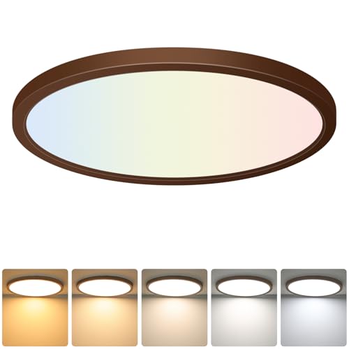 Image of Brightever LED Flush Mount Ceiling Light Fixture Oil Rubbed Bronze, 24W 3200LM 5CCT Dimmable LED Ceiling Light, 2700K /3000K /4000K /5000K /6500K, 12 Inch Ceiling Lamp for Bedroom, Dining Room, 1 Pack