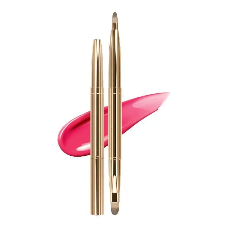 Double Headed Extendable Lip Brushes, 2-Piece Set, Portable Lipstick Applicator for Primer, 24 Count (golden)