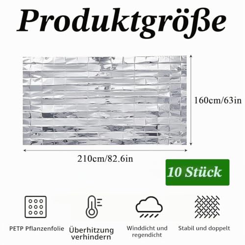 Lansls 10 Stück Hochleistung Reflektierende Pflanzenfolie 160x210 Cm, Gartengewächshaus Wachsen Stark Reflektierende Abdeckung, Reflexionsfilm Für Garten, Gewächshaus, Lichtverteilung Verbesserung