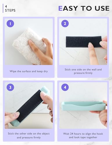 Image of 60 Sets Hook and Loop Strips with Adhesive, Nylon Strips with Adhesive for Home or Office Use, 1 x 4 Inches
