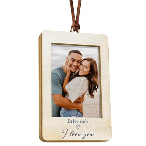 Personalized Car Photo Frame for Couples – Wooden Hanging Picture Frame for Car, Valentine’s Day Gifts for Him Her, Couple Photo Gifts, Anniversary Wedding Engagement Gift