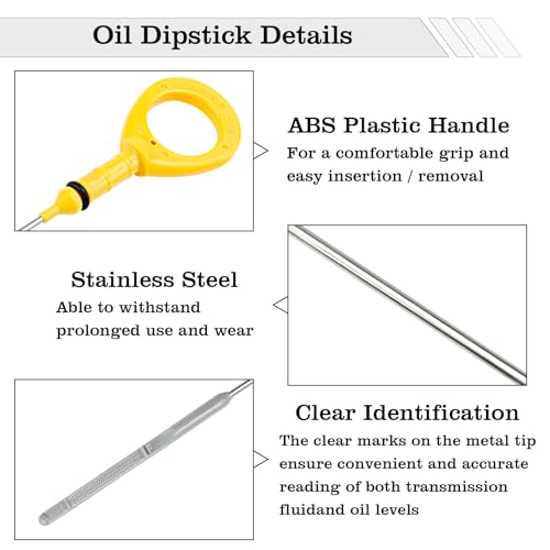 Image of 153010H012 Engine Oil Dipstick Indicator, Compatible with 2002-2006 Toyota Camry, 2002-2006 Toyota Solara Engine Oil Fluid Level Dip Stick, Replace 153010H010, 917-396