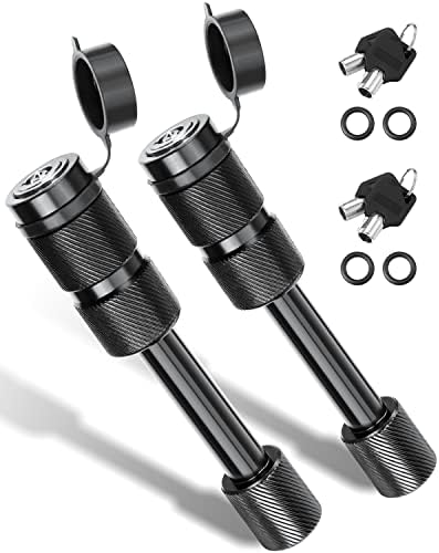 JOYTUTUS Trailer Hitch Lock, with 5/8''Dia 2-3/4''Long Pin, Fits 2 Inch Class III-V Receiver, for Trailer Truck Car Boat, with 2 Keys 2 O-Rings, Anti-Theft and Waterproof Towing Hitch Lock(2 Pack)