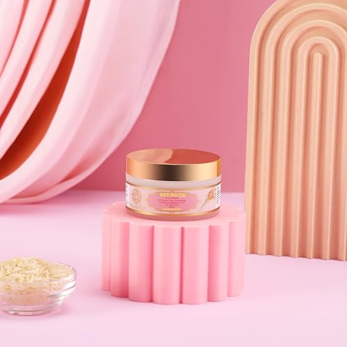 Image of RYLLZ ESSENTIALS Rice Water Face Mask | with Kaolin Clay, 5% Niacinamide, 2% Salicylic Acid, 2% Hyaluronic Acid, Ceramide & Aloe Vera Gel | For Glowing Skin, Dark Spots, Oil Control, Open Pores, Uneven & Dull Skin | For All Skin Types | Korean Skincare | 50Gm