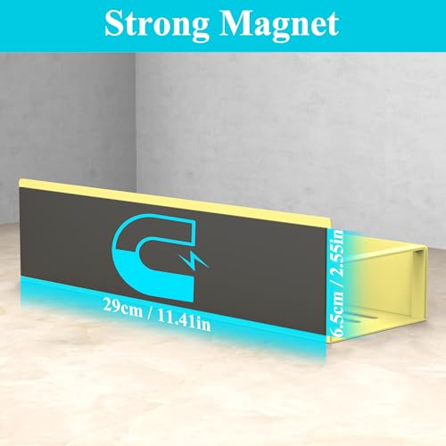 Image of HuggieGems Metal Magnetic Spice Rack for Refrigerator Yellow, 4 Pack | Magnetic Shelves Heavy Duty for Fridge in Kitchen, Seasoning Storage Organizer, For Oven Washer and Dryer, For Heavier Items
