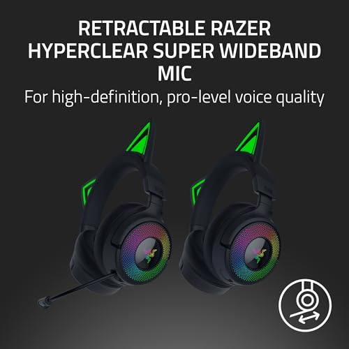 Image of Razer Kraken Kitty V3 Pro - Wireless RGB Kitty Headset for Gaming - Reactive Streaming Cat Ears - Triforce 40 mm Driver - Hyperspeed Wireless & Bluetooth - THX Spatial Audio | Black
