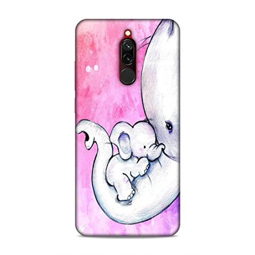 Image of Printed Mobile Back Hard Case Cover for Xiaomi Redmi 8 | Cute Elephant, Baby Elephant, Mom's Love -2202
