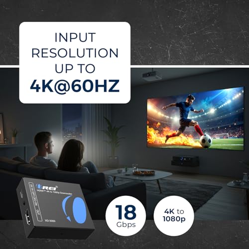 Image of XD-3000 HDMI Downscaler - 18Gbps HDMI 2.0 Converter with 4K@60Hz (4:4:4), HDCP 2.2, EDID Management, CEC Block, USB-C Power