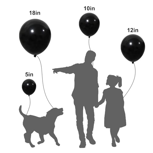 APLANET 150pcs Black Balloons Different Sizes 18 12 10 5 Inch, Latex Balloons for Black Themed Birthday Wedding Baby Shower Party, Halloween, Grad Anniversary Supplies, Arch Kit Decoration - Image 4