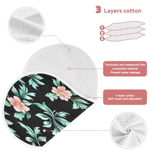 Kigai Pink Green Flower Burp Cloths for Baby 4-Layer Cotton Muslin Burping Cloths 22x11 inch Super Soft & Absorbent Spit Up Burp Rags for Newborn Boys Girls 2 Pack3