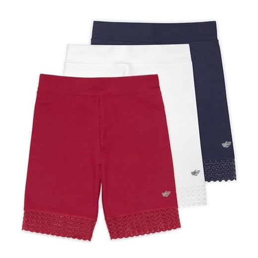 Lucky & Me Shorts de bicicleta para meninas, mistura modal de algodão super macio com acabamento em renda, pacote com 3 Jada, Americana, 2-3 Anos