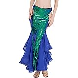 ROYAL SMEELA Belly Dance Skirt Sequin Fishtail Mermaid Skirt Belly Dance Costume for Women Bellydance Skirts Carnival Outfit Dark Blue