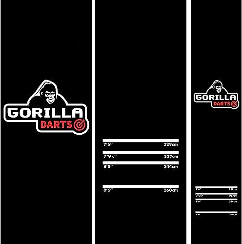 GORILLA DARTS Professional Heavy Duty Rubber Dart Mat With 4 Throwing Distances 300cm x 60cm
