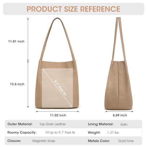 Image of Kattee Women Soft Genuine Leather Totes Shoulder Bag Purses and Handbags with Top Magnetic Snap Closure
