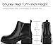 DOBOLIN Wide Width Black Chelsea Ankle Boots Women Low Heel Short Boots Fashion Zipper Lug Sole Fall Booties, US Size 8.5