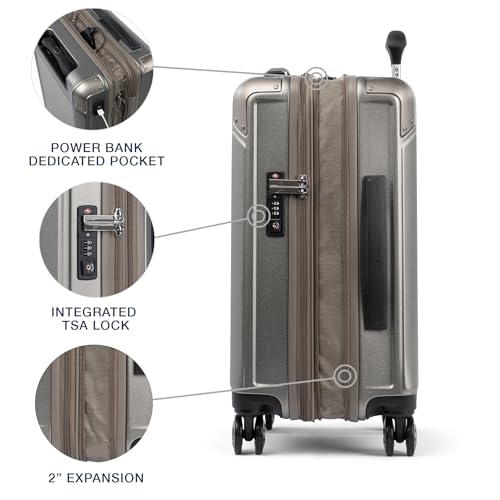 Travelpro Platinum Elite Hardside Expandable Spinner Wheel Luggage TSA Lock Hard Shell Polycarbonate Suitcase, Metallic Sand, Carry-on 21-Inch, Platinum Elite Hardside Expandable Spinner Wheel Luggage