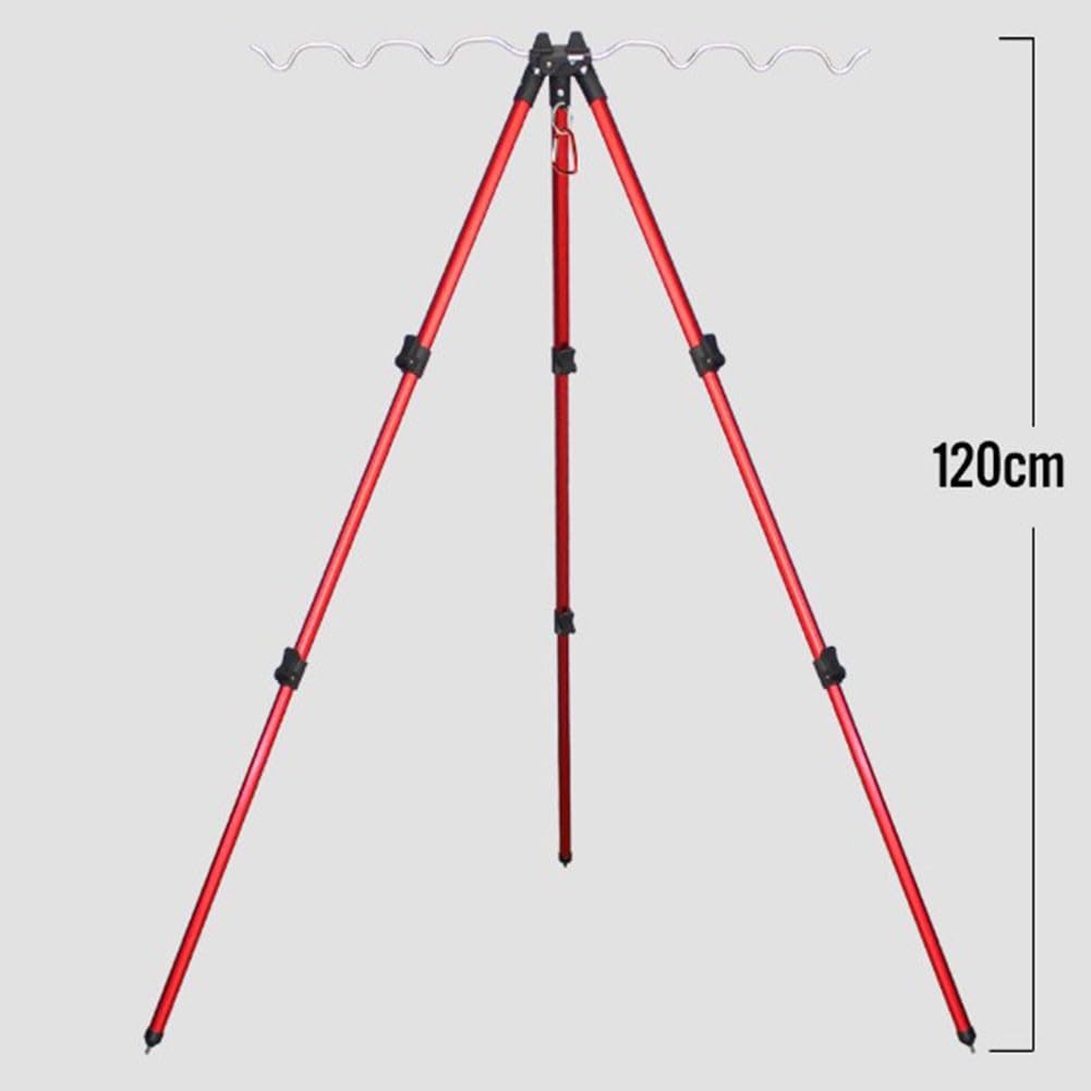 FUBESK Trépied rétractable en alliage d'aluminium pour canne à pêche avec piques au sol, support stable, argenté, 62 cm
