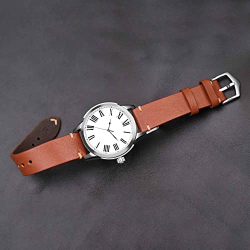 BISONSTRAP Men's Watch Bands, Hand-Stitched Leather Watch Straps, Quick Release, 18mm 19mm 20mm 21mm 22mm