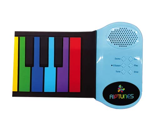 Riptunes Erk-4902 Rainbow Roll Up Piano Keyboard 49 Keys, Educational Electronic Digital Music Piano Keyboard W/Built-In Speaker, 6-Demo Songs & Teaching Function, Includes Usb Cable - Blue #TOP2
