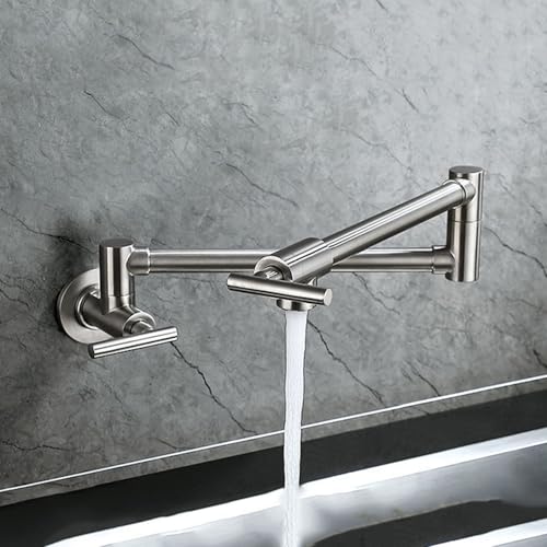 Grifo de cocina de pared plegable con doble manija para llenado rápido de ollas 4