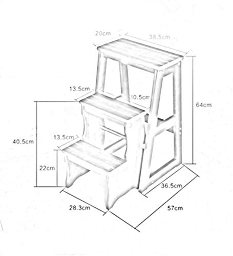Escalera de taburete plegable con 3 capas de madera maciza estable 5