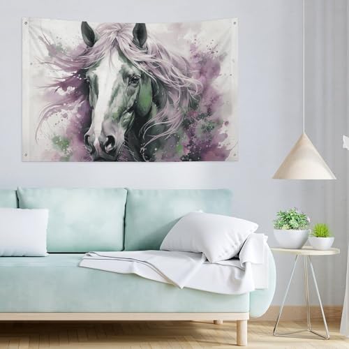 Drapeau cheval vert 119x177 cm en polyester résistant avec 4 œillets - 3