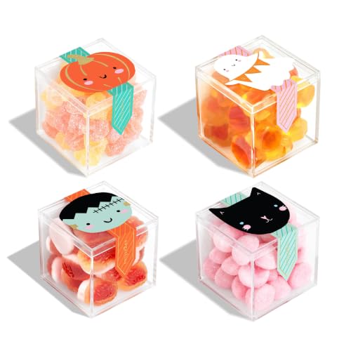 Sugarfina Trick or Treaters Party Pack, Small Candy Cubes, Gummies, Pack of 4 | Zombie Brains, Spooky Ghosts, Pumpkin Super Sour Stars, Cat Pink Bon Bons | Halloween Candy