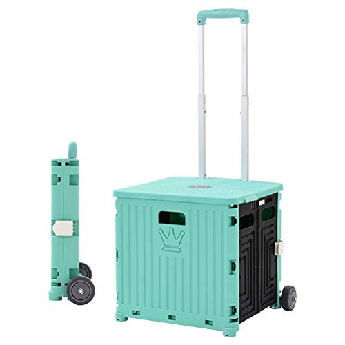 Carretilla con Caja Plegable Carrito De Compras Plegable De Plástico - Carro De Utilidad Plegable De 35L Que Puede Subir Escaleras- Caja De Almacenamiento para Automóvil De 2/4/8 Ruedas