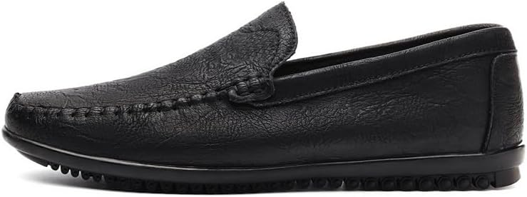 Mens Leather Slip-On Loafers Casual Shoes Soft Driving Moccasins Handmade Breathable Spring Summer Autumn Big Sizes Khaki & Black